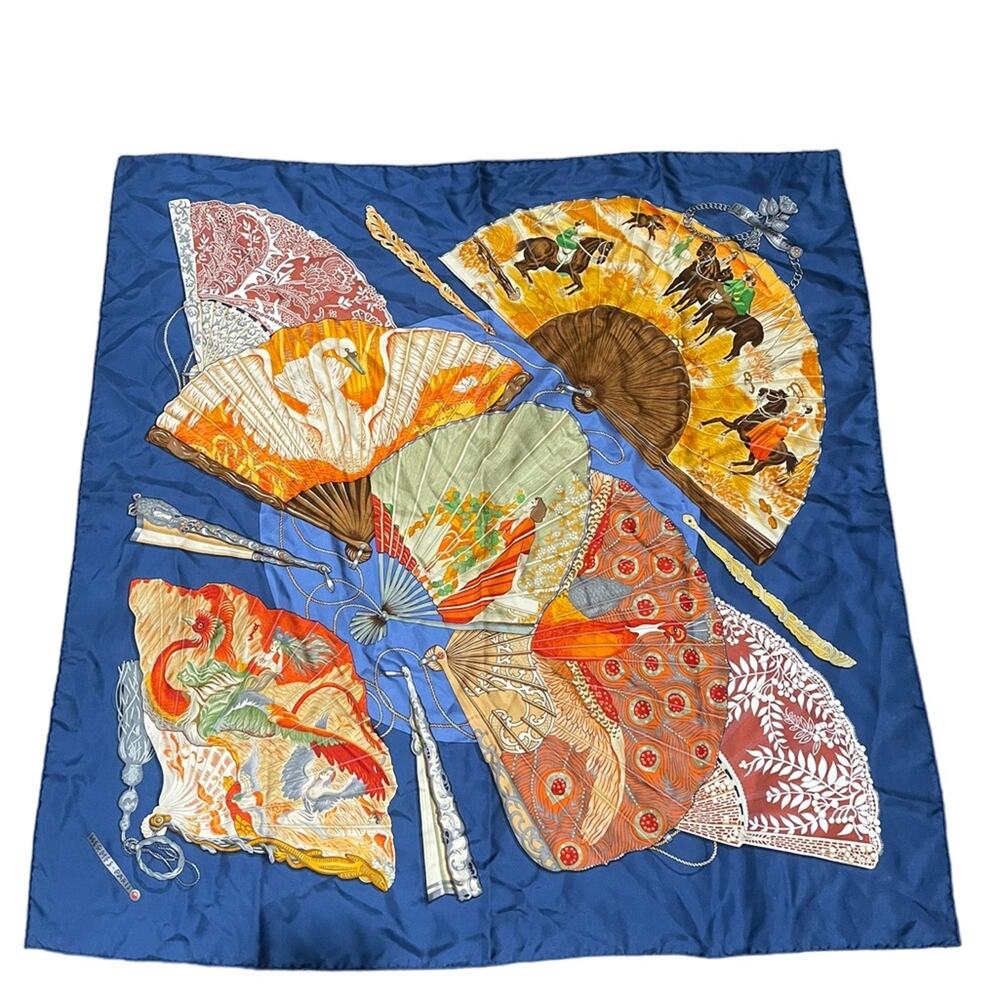 Hermes Blue Brise De Charme Printed Silk Square Scarf